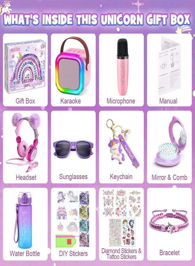 Cleboen Unicorn Gift for Girls Toys with Kids Karaoke/Microphone/Headphone/DIY Water Bottle/Keychain/Bracelet/Comb, Christmas Birthday Gifts for Girls 3 4 5 6 7 8 9 10+ Year Old Girl Gift Unicorn Toys - Image 2